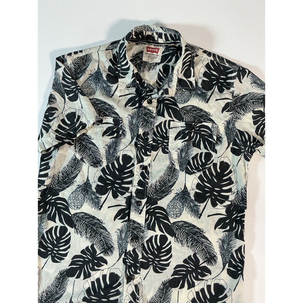 Levi's Men's Short Sleeve Tropical Palm & Pineapple Button Up Camp Shirt L